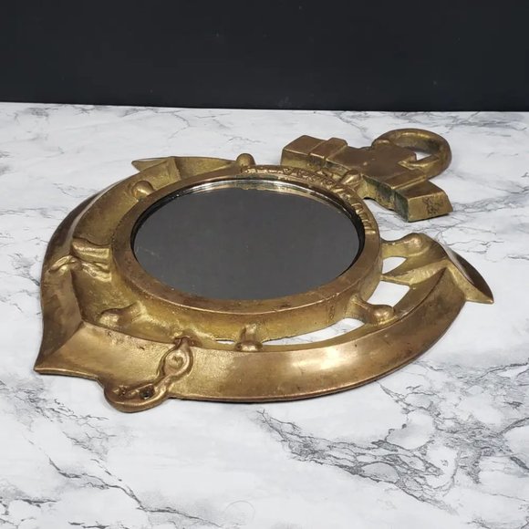 US Navy Chief Brass Anchor Mirror Vintage - Picture 3 of 8